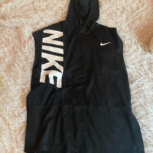 Nike  Black Workout Vest Hoodie with Drawstrings